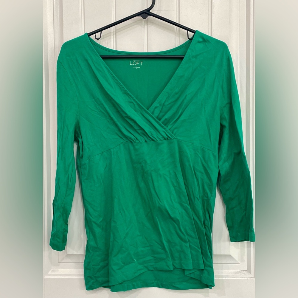 LOFT Emerald Green Wrap Top